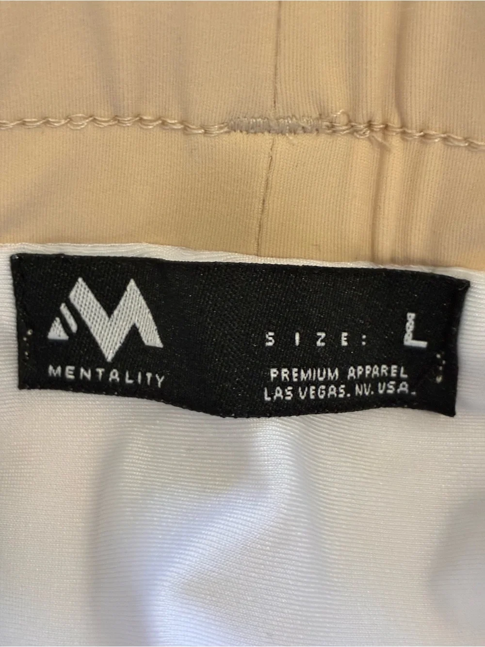 Mentality Men's 2 in 1 Lined Athletic Gym Compression Shorts Tan, White Sz L - Picture 12 of 13